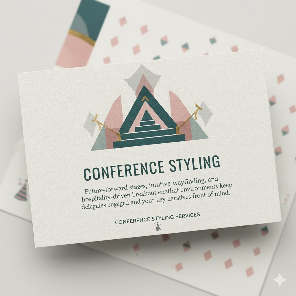 Conference stage setup with lighting and screens