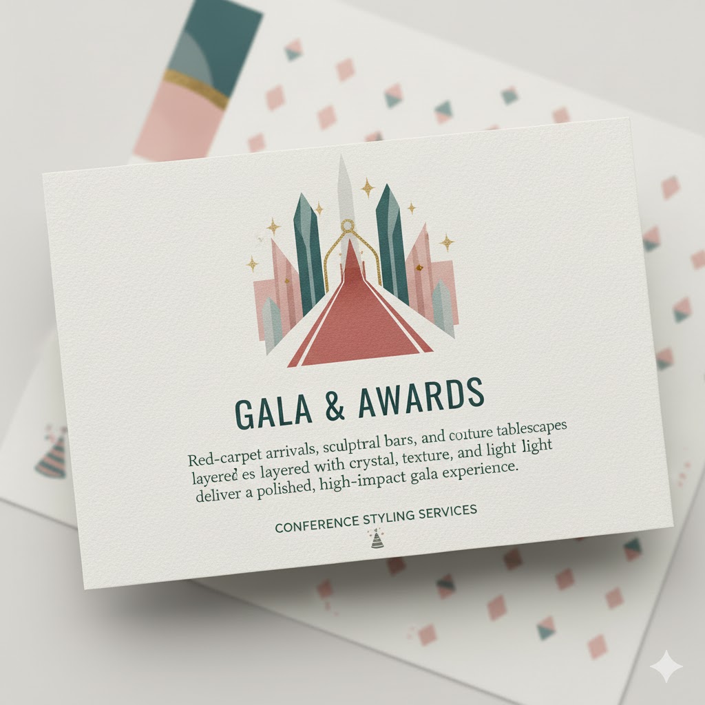 Gala dinner hall with dramatic lighting