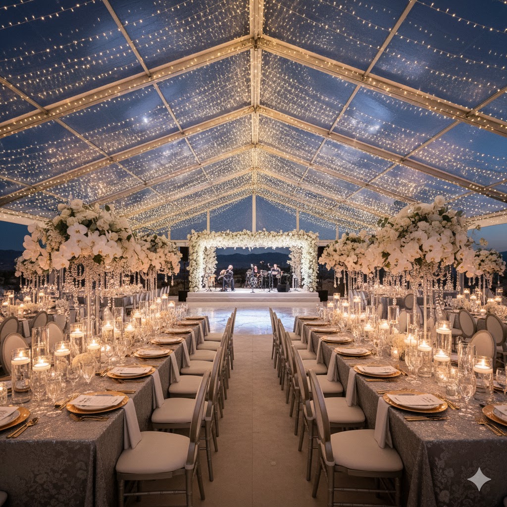 Wedding head table with champagne flutes